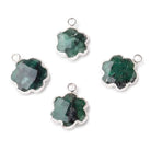 12-14mm Silver Leafed Emerald Faceted Flower Focal Pendant 1 piece - Beadsofcambay.com