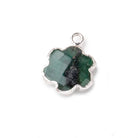 12-14mm Silver Leafed Emerald Faceted Flower Focal Pendant 1 piece - Beadsofcambay.com