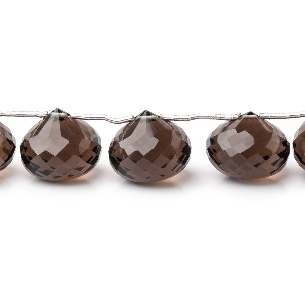 12-14mm Smoky Quartz Faceted Candy Kiss Beads 6.5 inch 13 pieces - Beadsofcambay.com