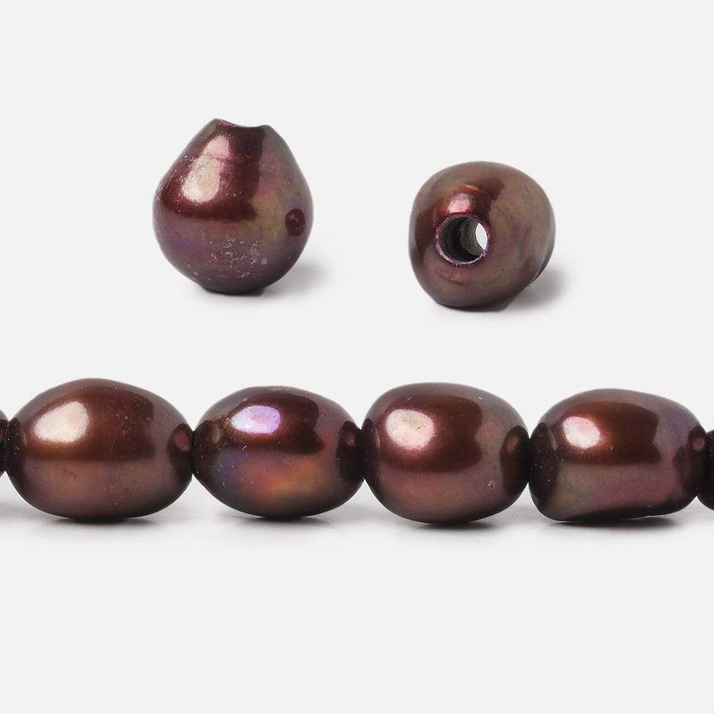12- 14mm Strawberry Chocolate Large Hole Baroque Pearls 15 in. 26 pcs - Beadsofcambay.com