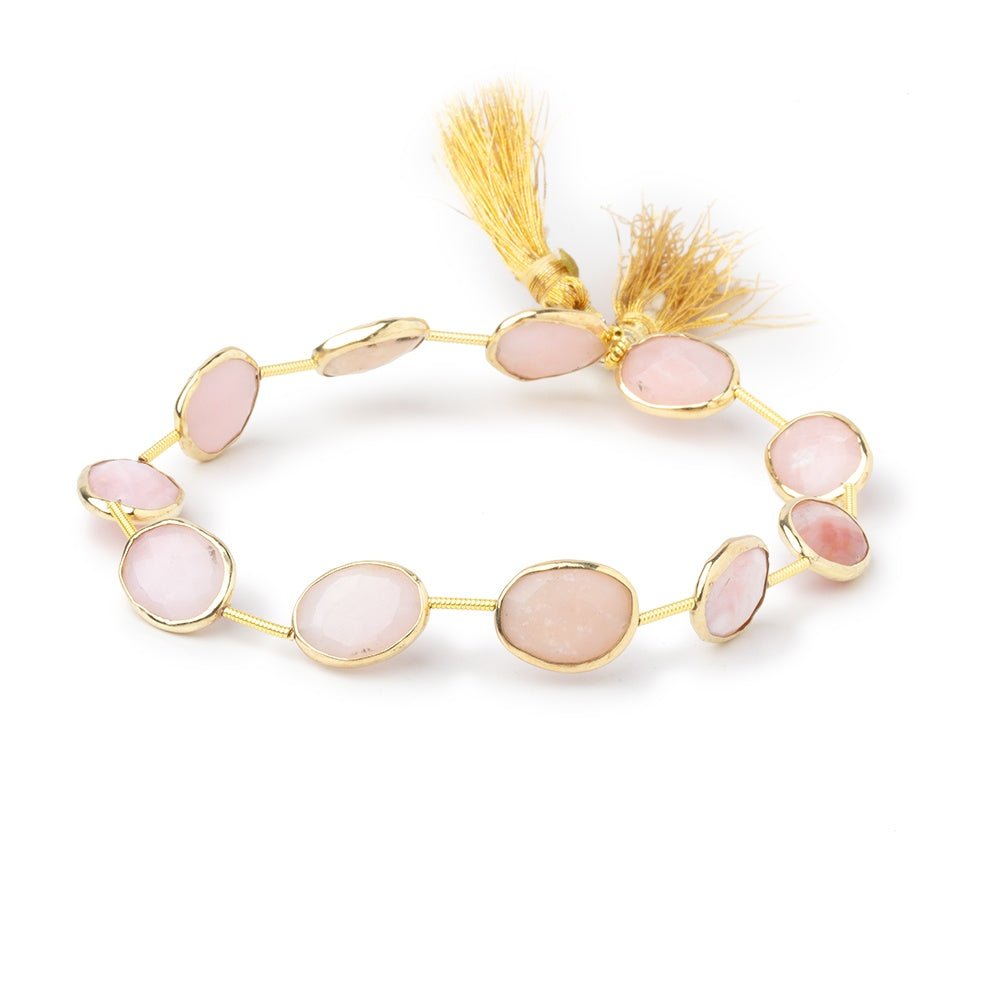 12-14mm Vermeil Bezel Pink Peruvian Opal Faceted Nuggets 7.5 inch 10 Beads - Beadsofcambay.com