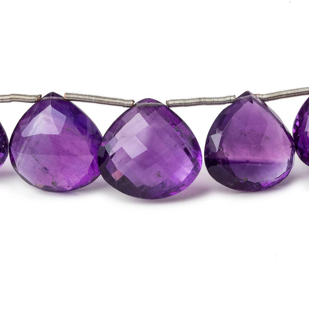 12-15mm Amethyst Faceted Heart Beads 8.5 inch 15 pieces - Beadsofcambay.com