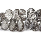 12-15mm Black Tourmalinated Quartz Faceted Pear Beads 6 inch 37 pieces AAA - Beadsofcambay.com