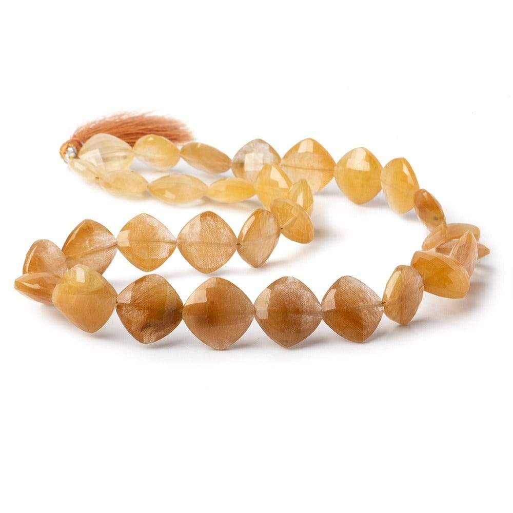 12-15mm Caramel Rutilated Quartz Faceted Pillow Beads 17 inch 31 pcs - Beadsofcambay.com