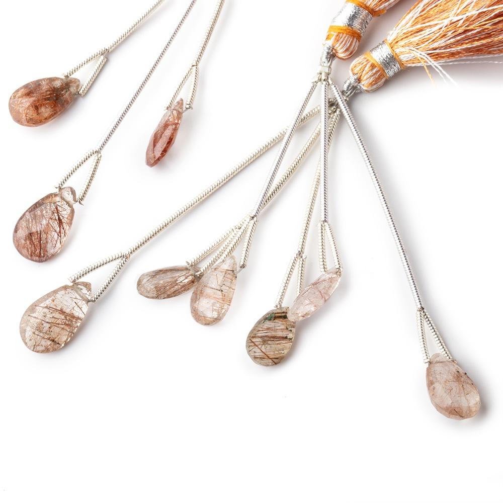 12-15mm Copper Rutilated Quartz Focal Bead Faceted Pear Set of 3 - Beadsofcambay.com