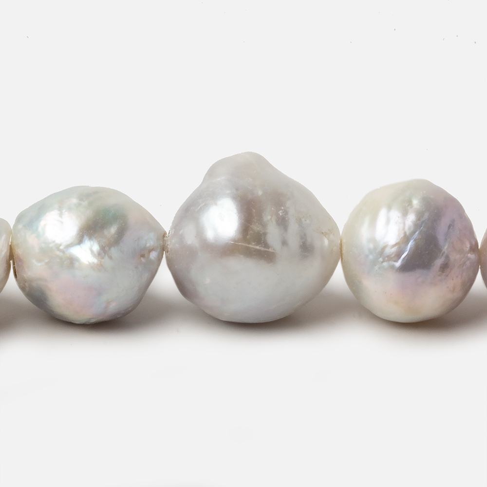 12-15mm Off White Baroque Large Hole Pearls 8 inch 13 pieces - Beadsofcambay.com