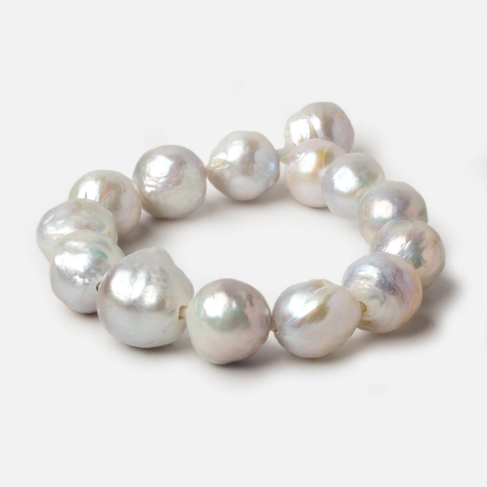 12-15mm Off White Baroque Large Hole Pearls 8 inch 13 pieces - Beadsofcambay.com
