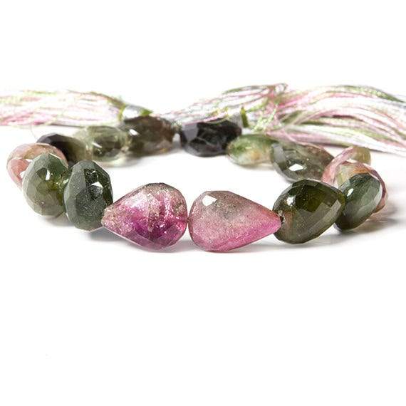 12-15mm Polychromatic Tourmaline Beads Straight Drilled Pear 16 pcs - Beadsofcambay.com