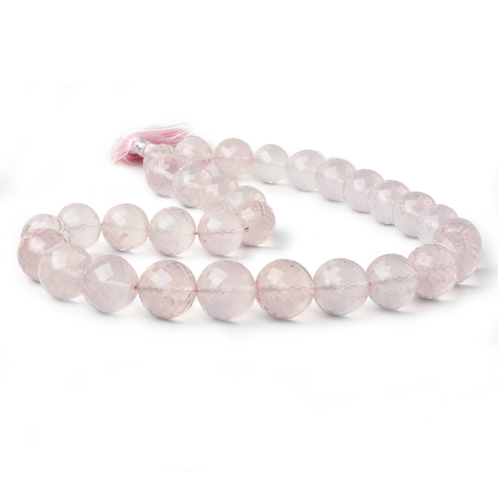12-15mm Rose Quartz Faceted Round Beads 16 inch 31 pieces AAA - Beadsofcambay.com