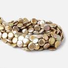 12-15mm Sage Green Coin Freshwater Pearls 18 inch 30 pieces - Beadsofcambay.com