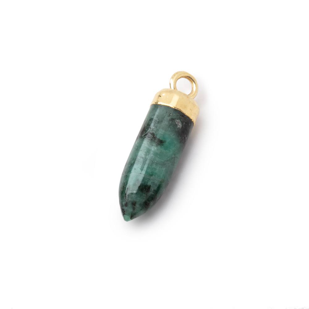 12-16mm Gold Leafed Emerald Plain Spike Focal Pendant 1 piece - Beadsofcambay.com