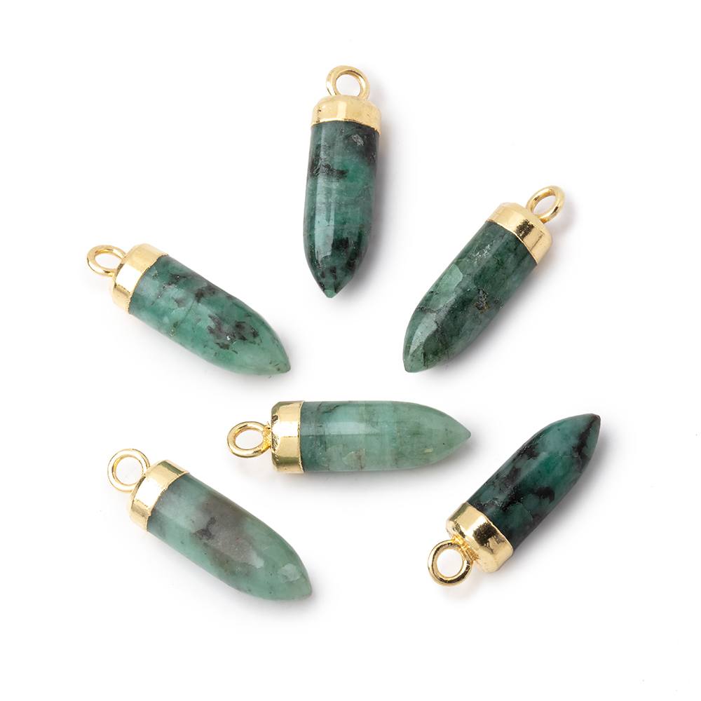 12-16mm Gold Leafed Emerald Plain Spike Focal Pendant 1 piece - Beadsofcambay.com