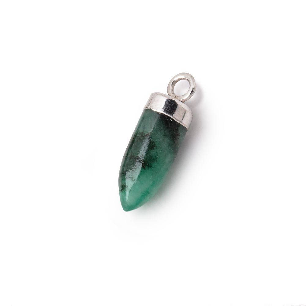 12-16mm Silver Leafed Emerald Plain Spike Focal Pendant 1 piece - Beadsofcambay.com