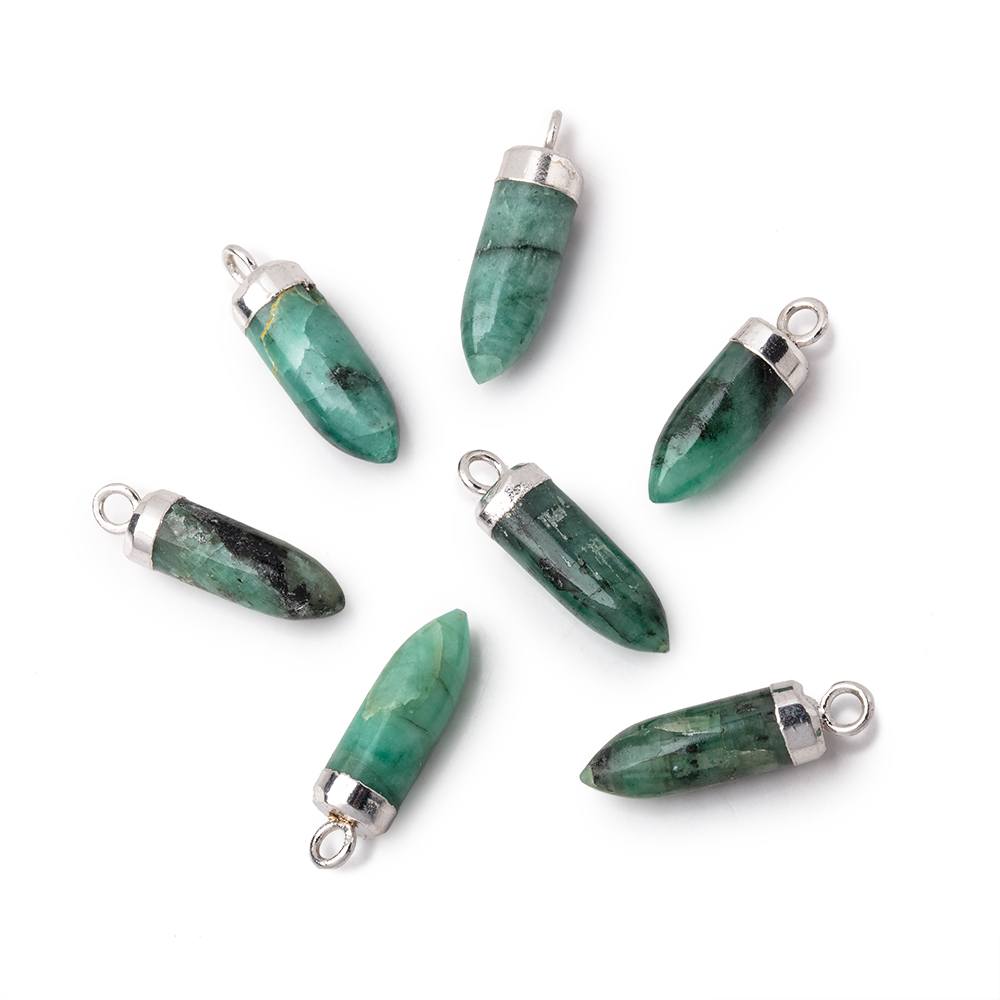 12-16mm Silver Leafed Emerald Plain Spike Focal Pendant 1 piece - Beadsofcambay.com