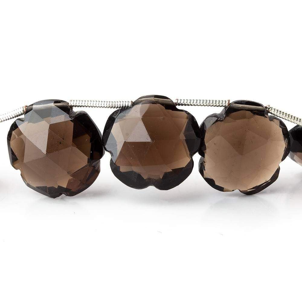 12-16mm Smoky Quartz Faceted Flower Beads 8 inch 13 pieces - Beadsofcambay.com