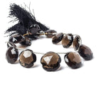 12-16mm Smoky Quartz Faceted Flower Beads 8 inch 13 pieces - Beadsofcambay.com