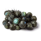 12-17.5mm Labradorite carved melon round beads 20 inches 36 pieces Rare Shape! - Beadsofcambay.com