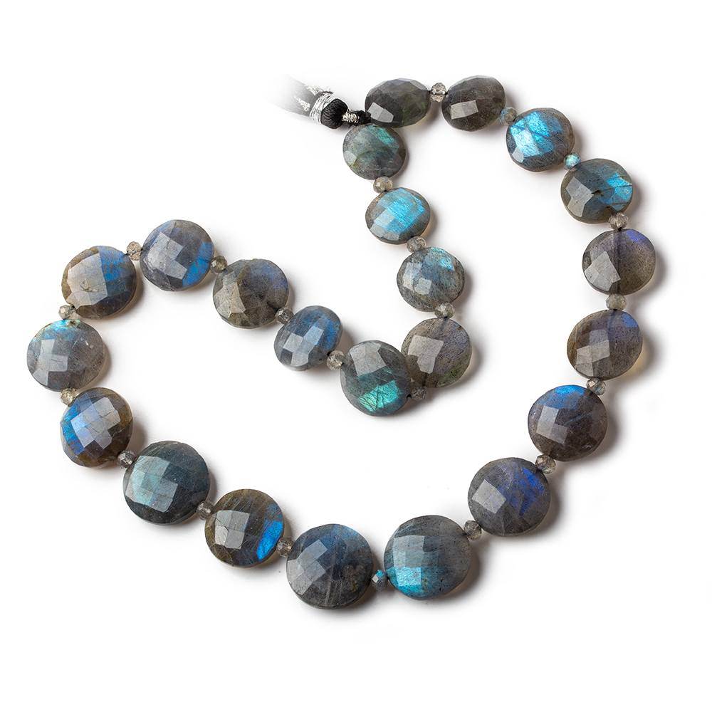 12-17mm Labradorite Faceted Coin Beads 16 inch 23 pieces A - Beadsofcambay.com