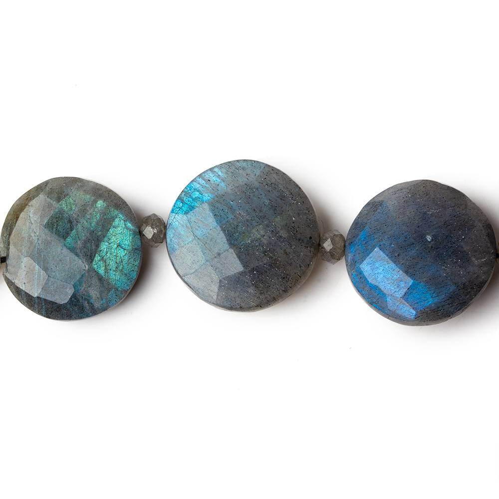 12-17mm Labradorite Faceted Coin Beads 16 inch 23 pieces A - Beadsofcambay.com