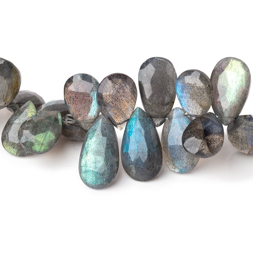 12-17mm Labradorite Faceted Pear Beads 9 inch 54 pieces - Beadsofcambay.com