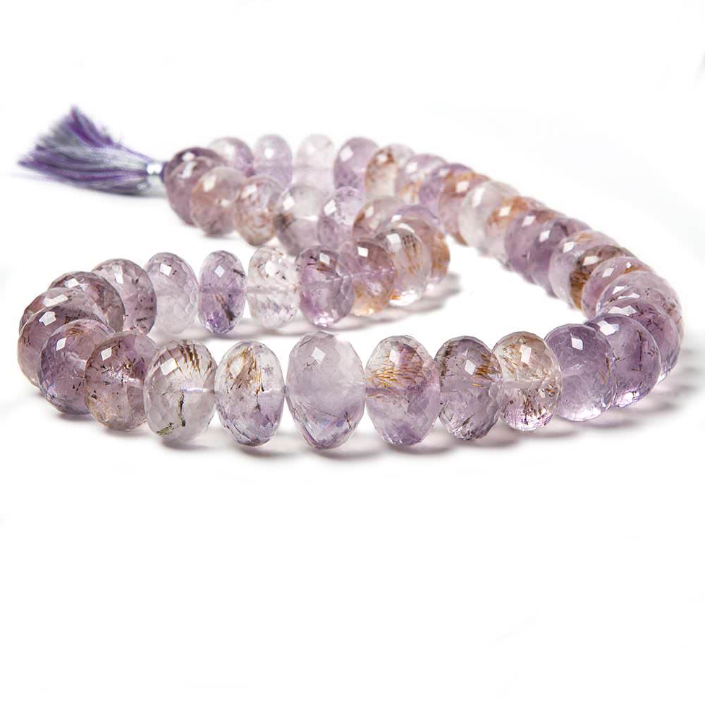 12-17mm Rare Amethyst Cacoxenite Faceted Rondelles 16 inch 45 beads AAA - Beadsofcambay.com