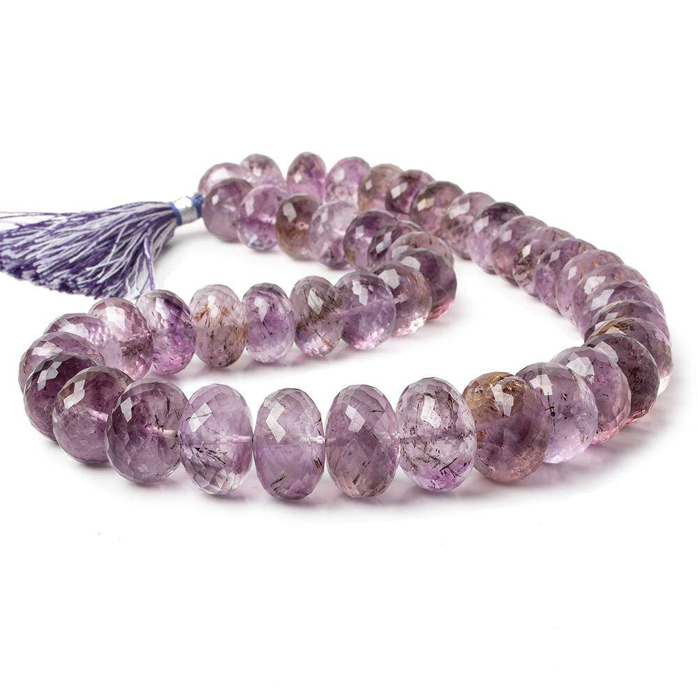 12-17mm Rare Amethyst Cacoxenite Faceted Rondelles 16 inch 45 beads AAA - Beadsofcambay.com