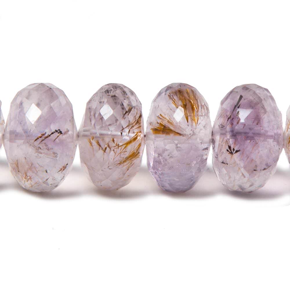 12-17mm Rare Amethyst Cacoxenite Faceted Rondelles 16 inch 45 beads AAA - Beadsofcambay.com