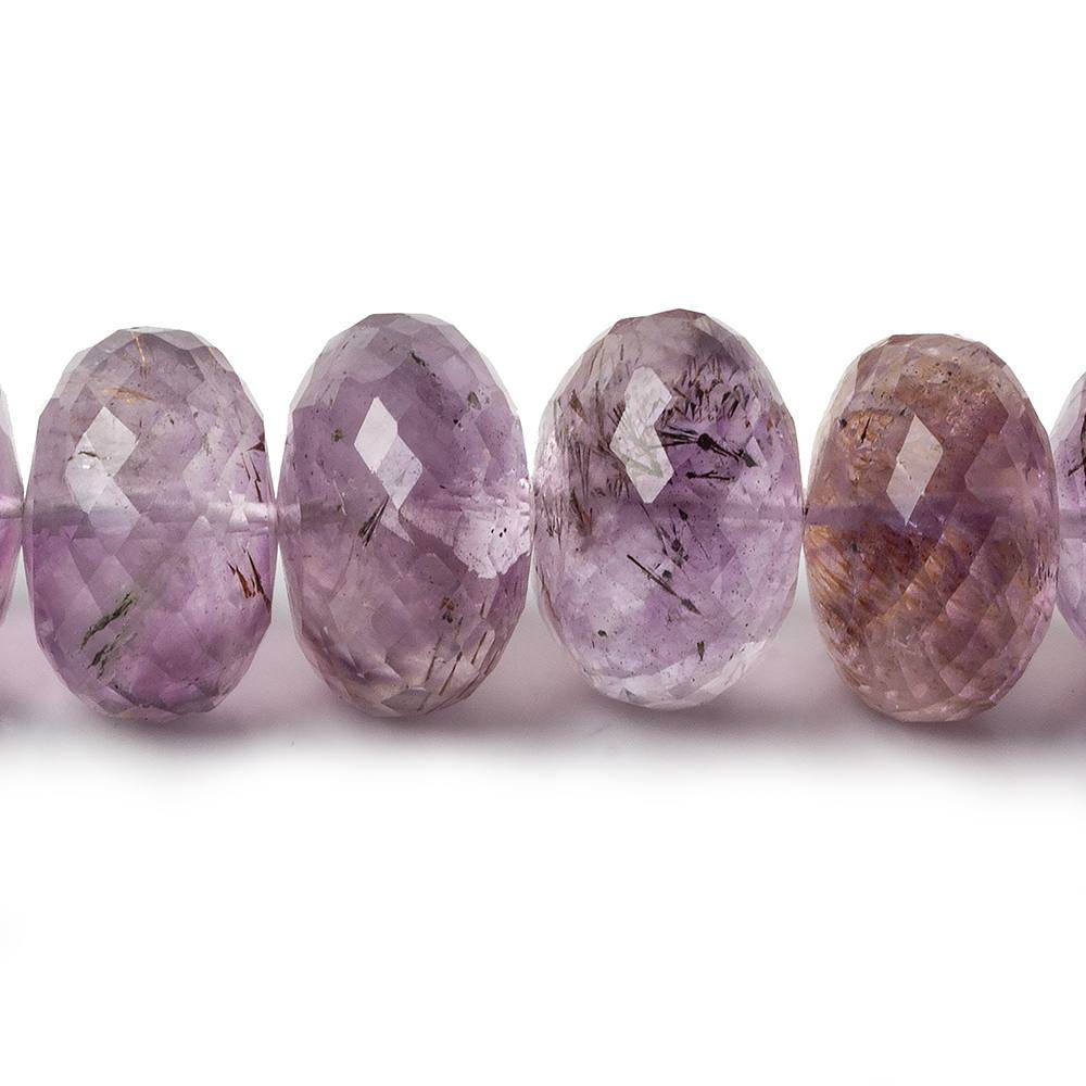 12-17mm Rare Amethyst Cacoxenite Faceted Rondelles 16 inch 45 beads AAA - Beadsofcambay.com