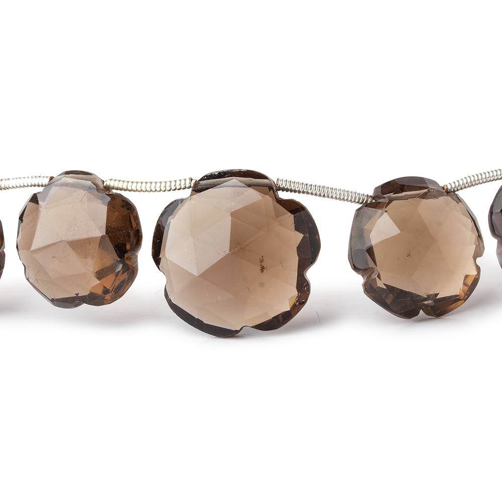 12-17mm Smoky Quartz Faceted Flower Beads 8 inch 13 pieces - Beadsofcambay.com
