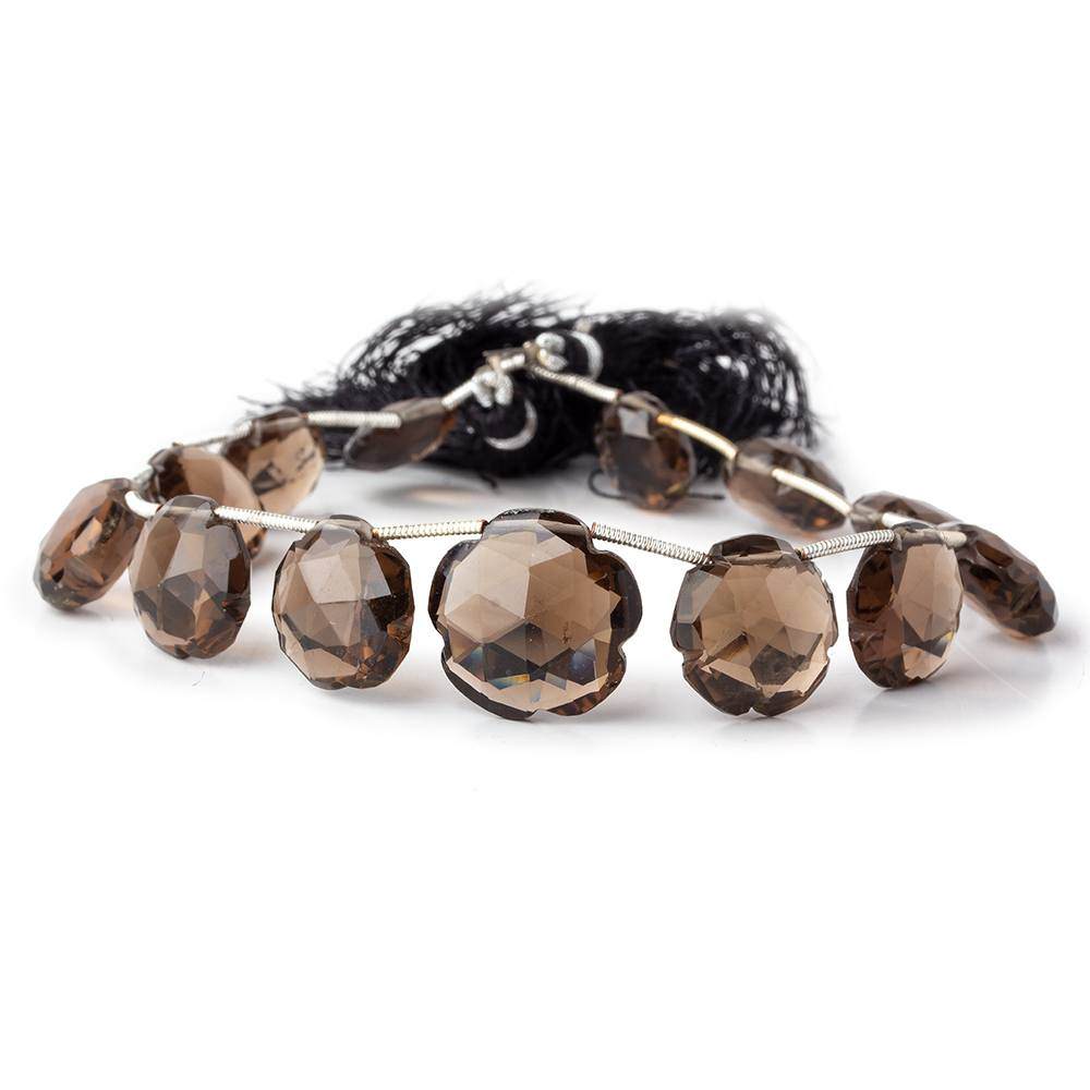 12-17mm Smoky Quartz Faceted Flower Beads 8 inch 13 pieces - Beadsofcambay.com