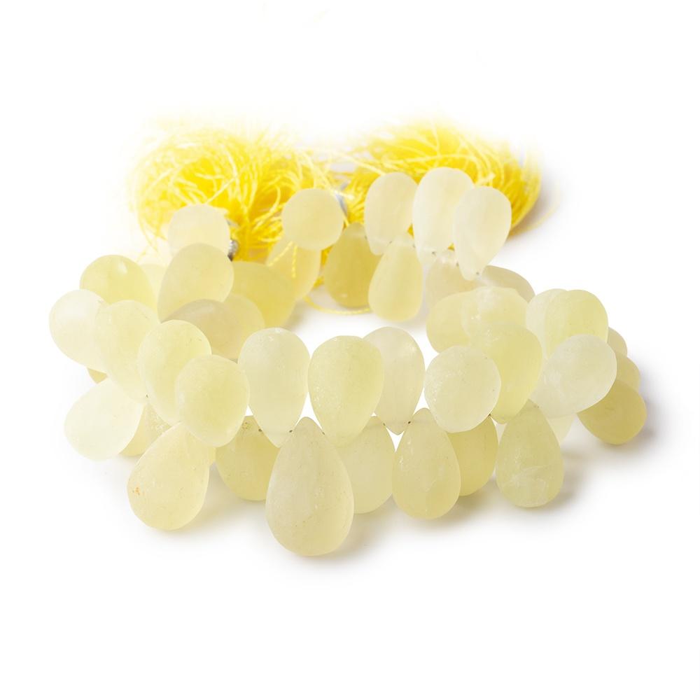 12-18mm Frosted Lemon Quartz Plain Tear Drop Beads 7 inch 50 pieces - Beadsofcambay.com