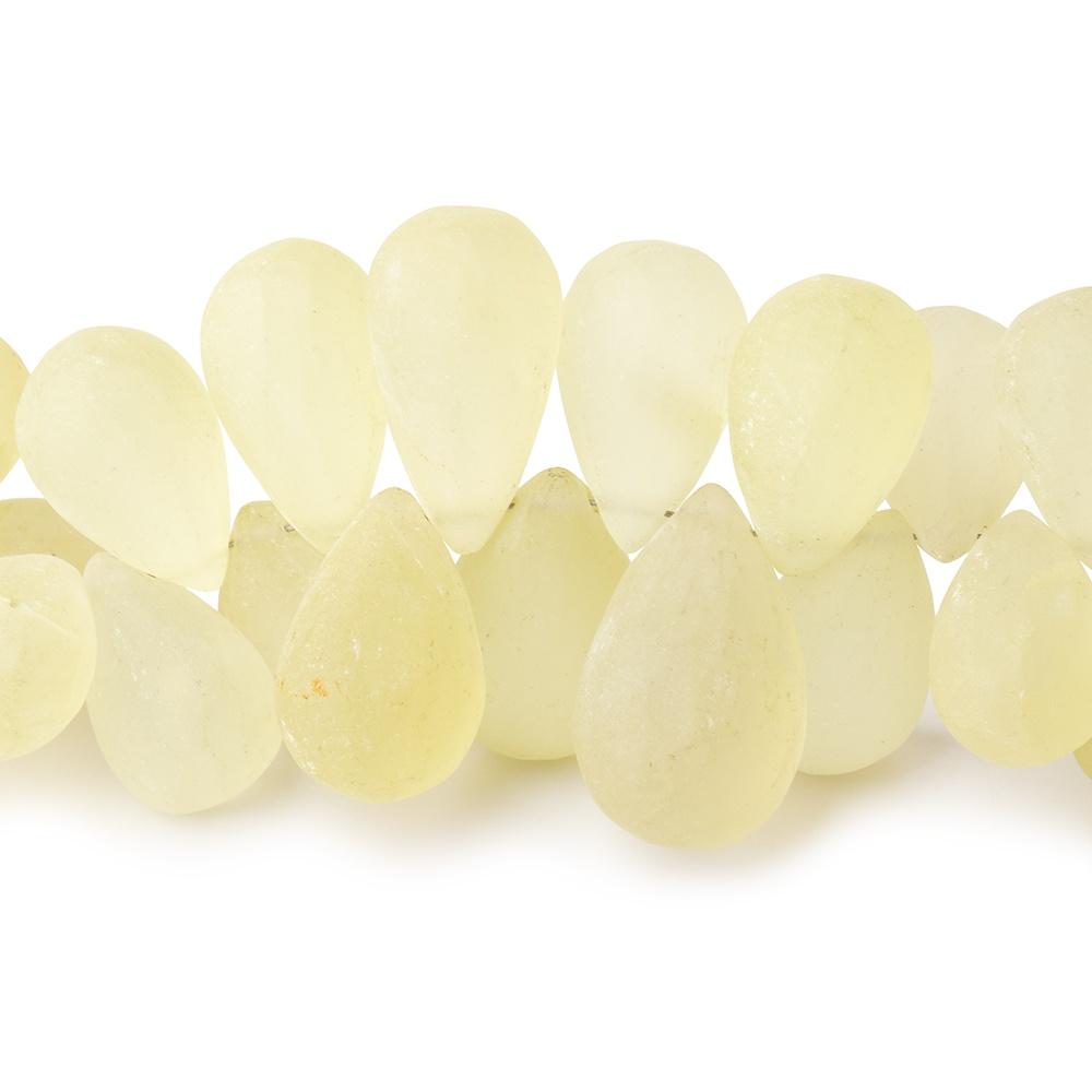 12-18mm Frosted Lemon Quartz Plain Tear Drop Beads 7 inch 50 pieces - Beadsofcambay.com