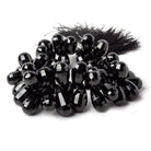 12-20mm Black Obsidian Checkerboard Faceted Tear Drop Beads 8 inch 50 pcs - Beadsofcambay.com