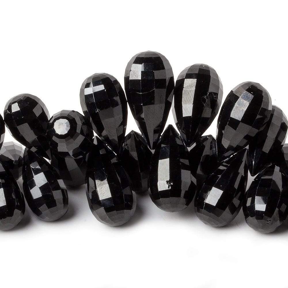 12-20mm Black Obsidian Checkerboard Faceted Tear Drop Beads 8 inch 50 pcs - Beadsofcambay.com