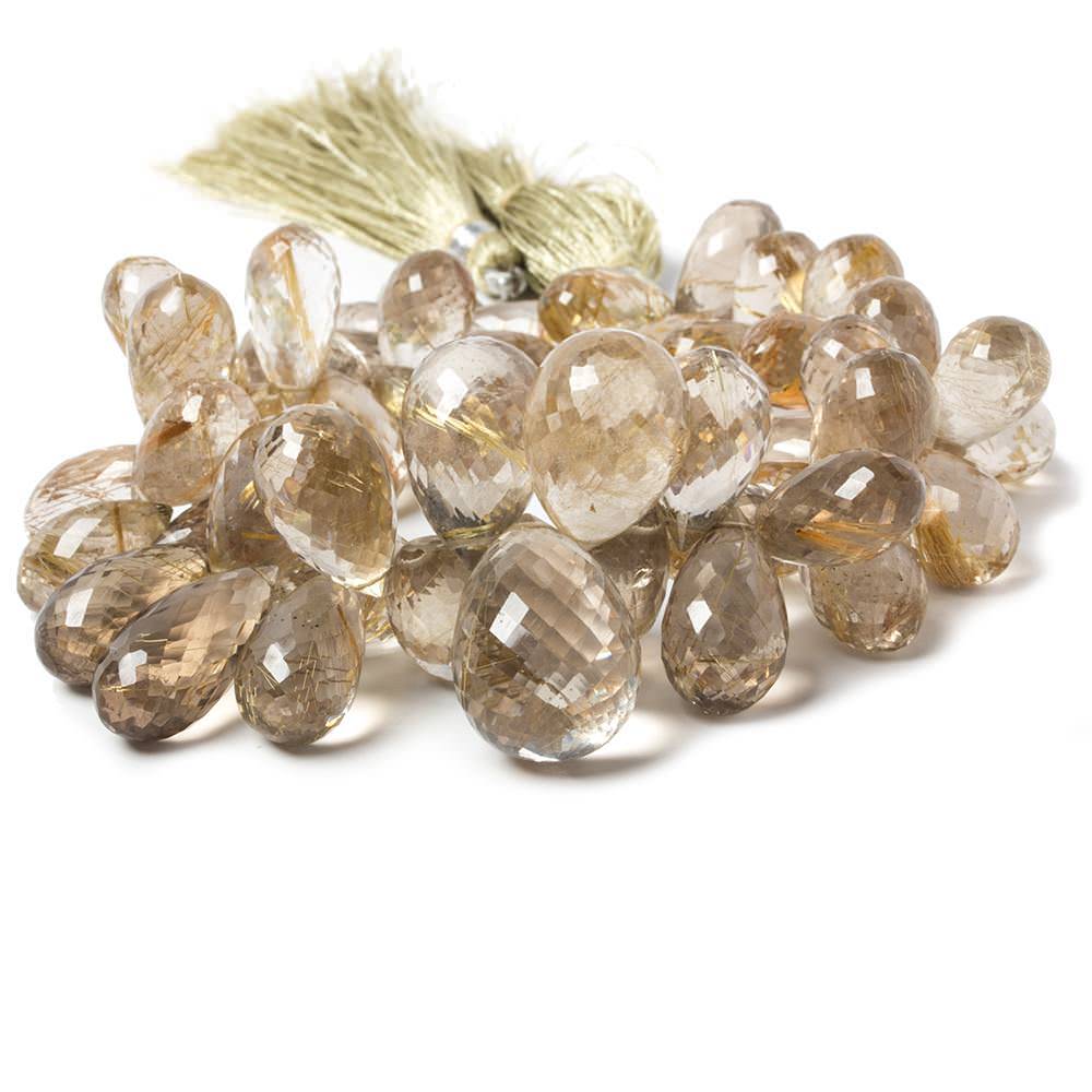 12-20mm Golden Rutilated Quartz Beads Tear Drop Briolette, AAA Grade 7.75 inch 52 pieces - Beadsofcambay.com