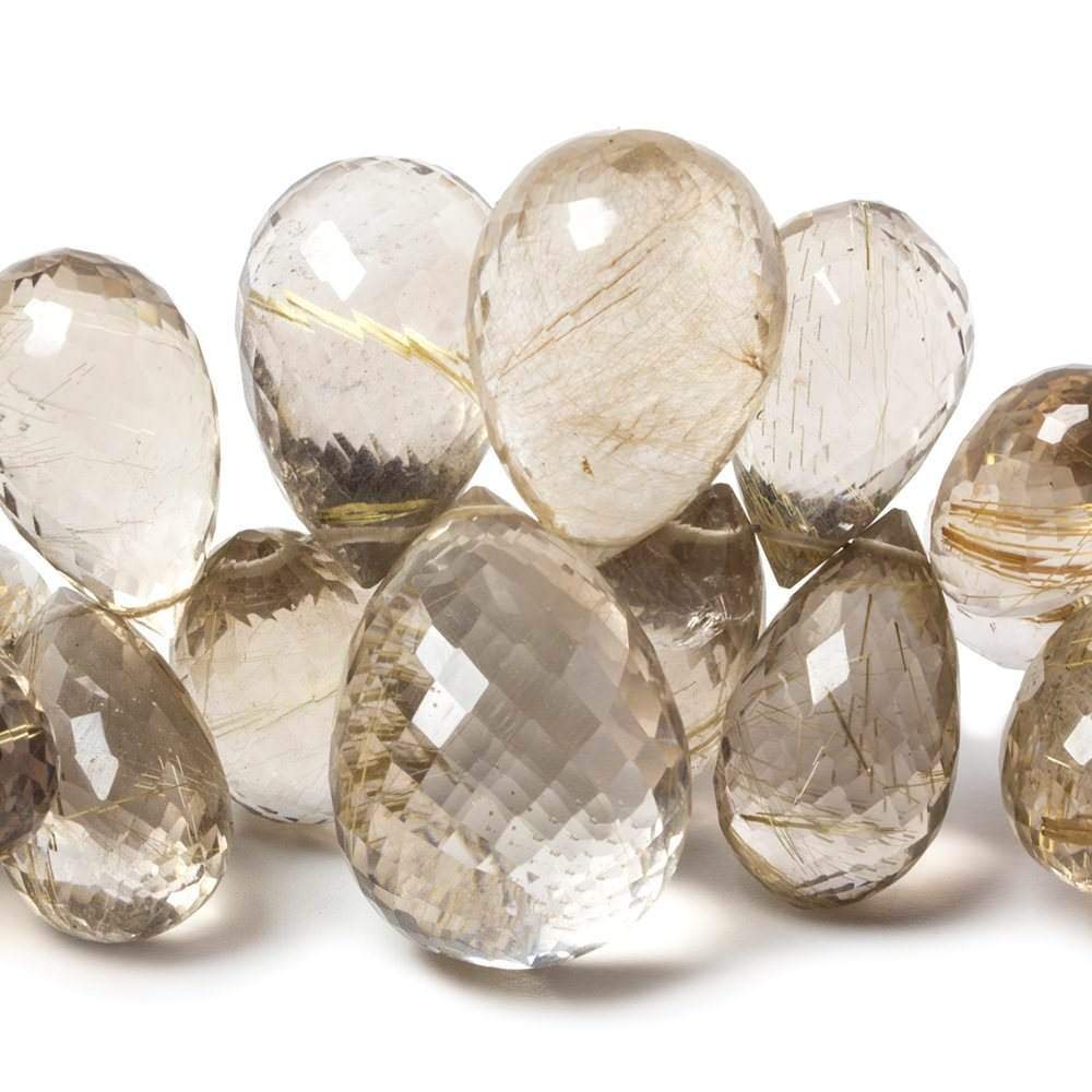 12-20mm Golden Rutilated Quartz Beads Tear Drop Briolette, AAA Grade 7.75 inch 52 pieces - Beadsofcambay.com