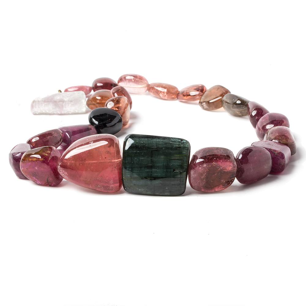12 - 24mm Multi Color Tourmaline Plain Nugget Beads 15 inch 25 pieces - Beadsofcambay.com
