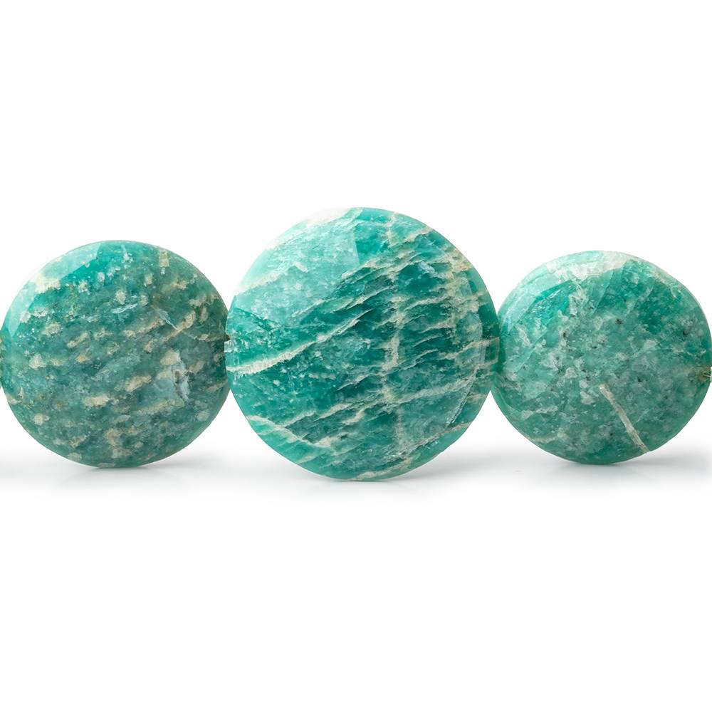 12-26mm Russian Amazonite Side Drilled Coin Beads 7 inch 9 pieces - Beadsofcambay.com