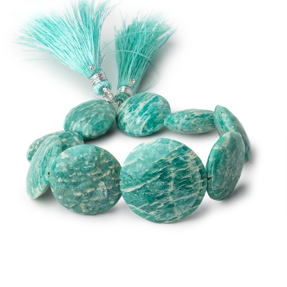 12-26mm Russian Amazonite Side Drilled Coin Beads 7 inch 9 pieces - Beadsofcambay.com