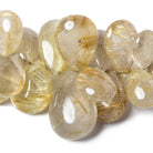 12-28mm Rutilated Quartz Plain Pear Beads 6.5 inch 31 beads - Beadsofcambay.com