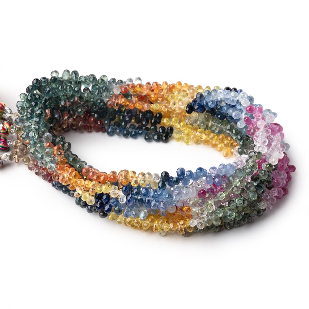 4x2.5-5x3mm Fancy Sapphire & Ruby Faceted Tear Drops 16 inch 272 beads AA - BeadsofCambay.com