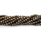 3mm Metallic Bronze Black Spinel Micro faceted rounds 13 inch 128 beads - BeadsofCambay.com