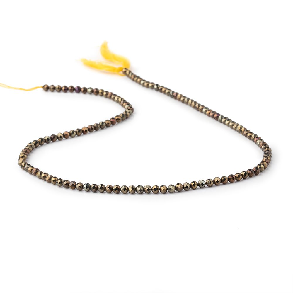 3mm Metallic Bronze Black Spinel Micro faceted rounds 13 inch 128 beads - BeadsofCambay.com