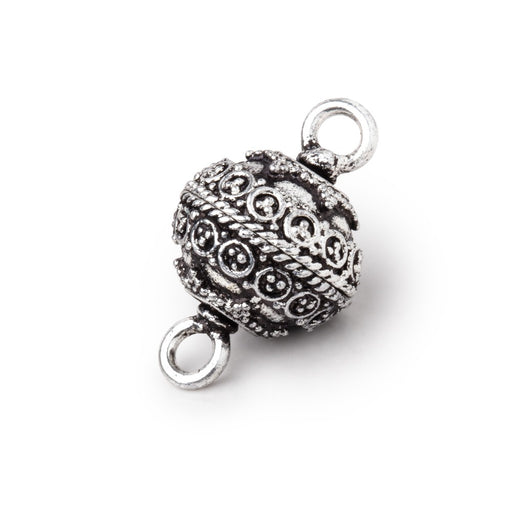 14mm Antiqued Silver plated Circular Design Magnetic Clasp 1 piece - BeadsofCambay.com