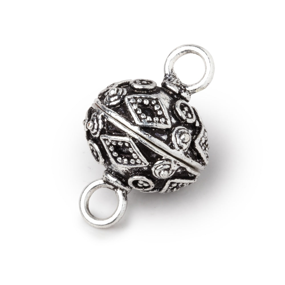 17mm Antiqued Silver plated Circle & Kite Design Magnetic Clasp 1 piece - BeadsofCambay.com