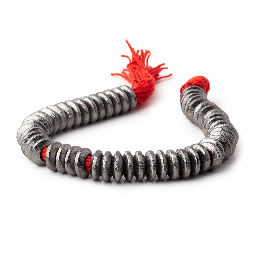 12mm Black Gold plated Brushed Disc 8 inch 48 Large Hole Beads - BeadsofCambay.com