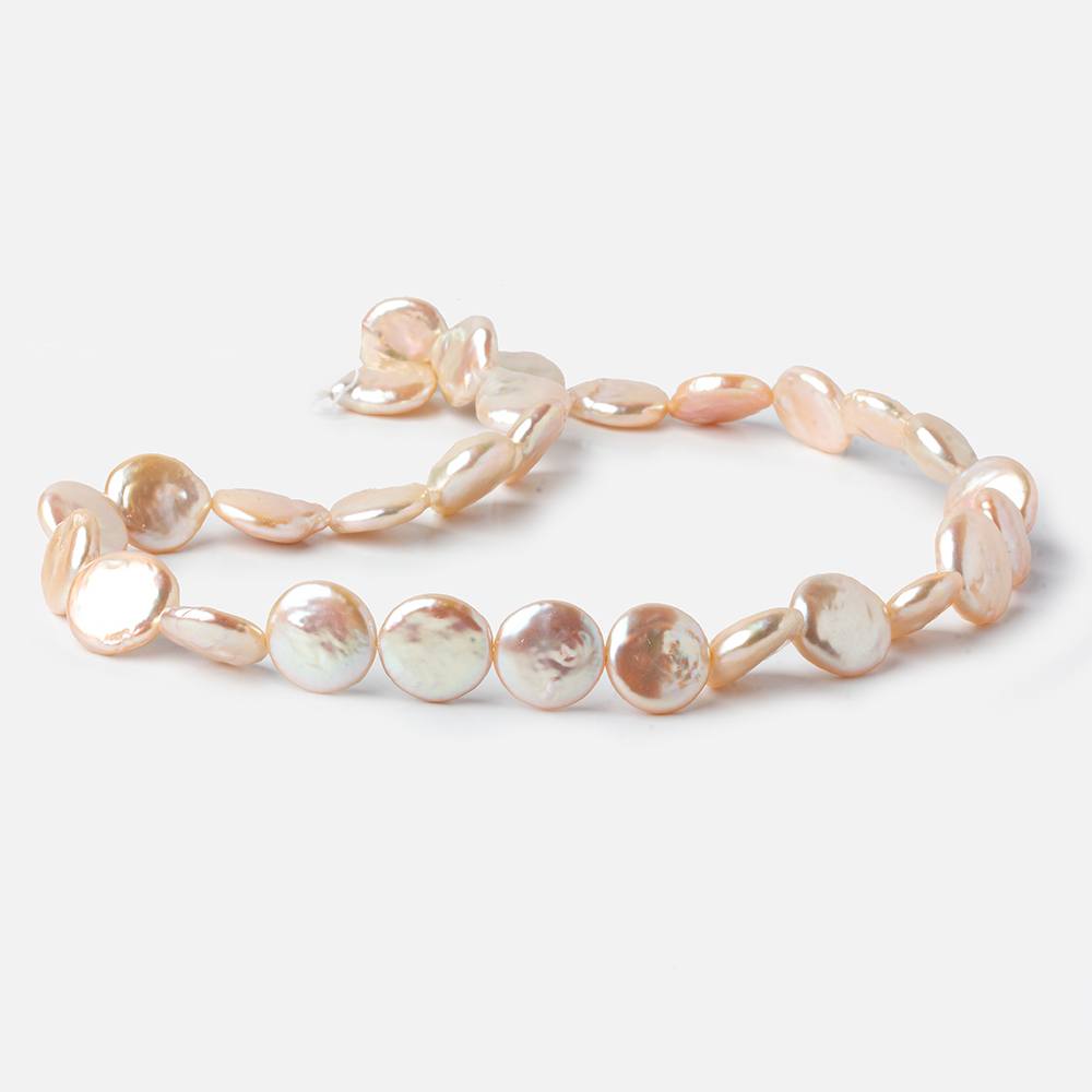 12.5-13.5mm CrÃ¨me de Peach Coin Freshwater Pearl 16 inch 28 pieces - Beadsofcambay.com