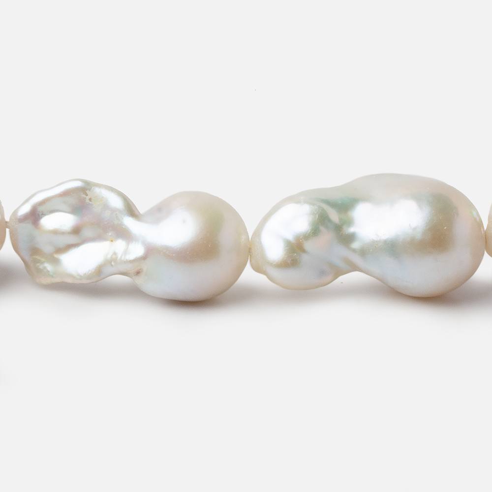 12.5-13.5mm White Ultra Baroque Freshwater Pearls 16 inch 17 pieces AA 0.8mm drill hole - Beadsofcambay.com