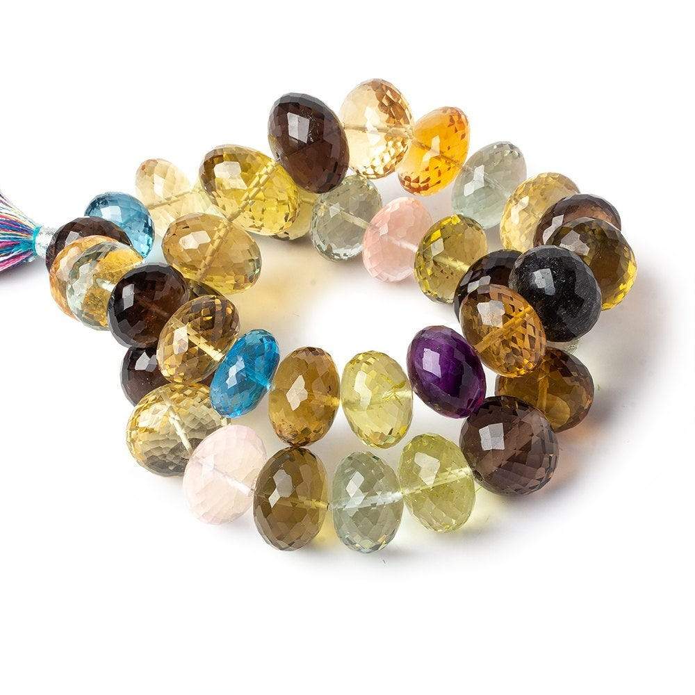 12.5-17.5mm Multi Gemstone Faceted Rondelle Beads 16 inch 38 pieces AAA Grade - Beadsofcambay.com