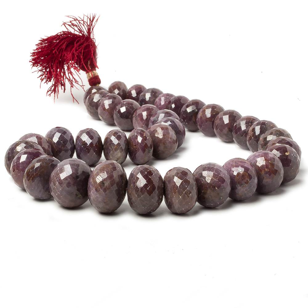 12.5-19.5mm Ruby faceted rondelle beads 16 inch 36 pieces - Beadsofcambay.com